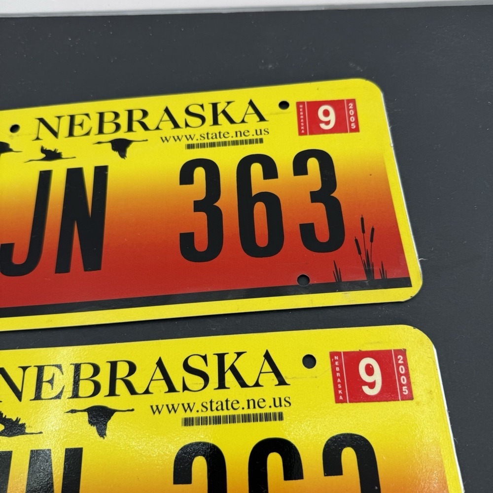 2005 Nebraska License Plate Plates PAIR / SET OJN 363 sarpy - Picture 4 of 6